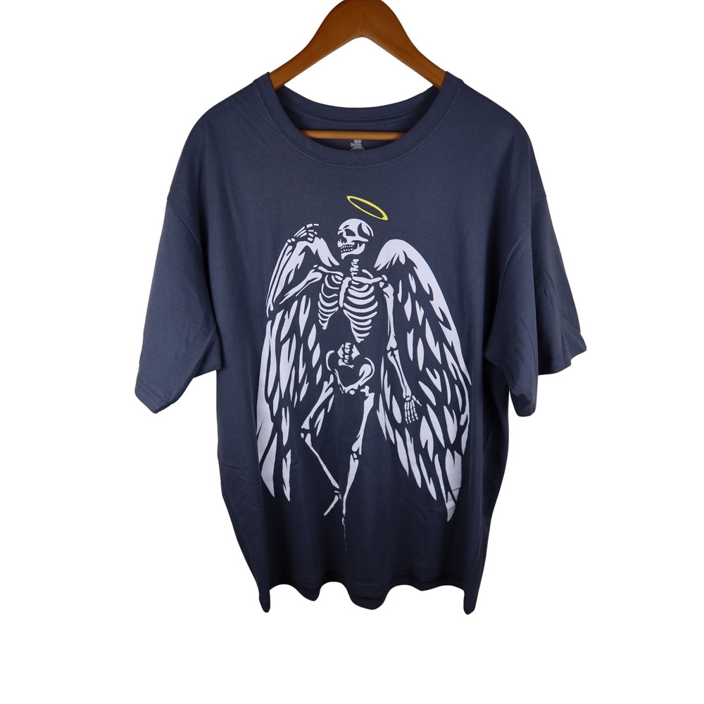 Launder Blessed Are Thou T Shirt Large Angel Skeleton Gothic Graphic Tee
